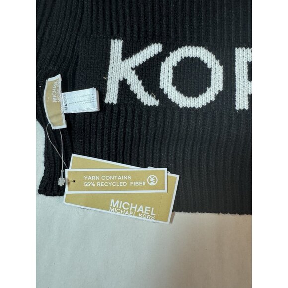 MICHAEL KORS Fisherman's rib knit women's winter scarf -BLACK - Picture 7 of 8